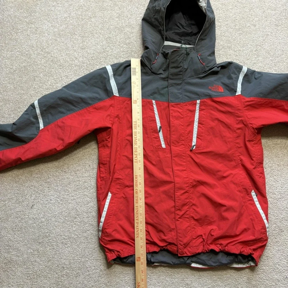 The North Face Jacket Mens Large‎ Red Gray Hooded Ski Snow Waterproof A7ML